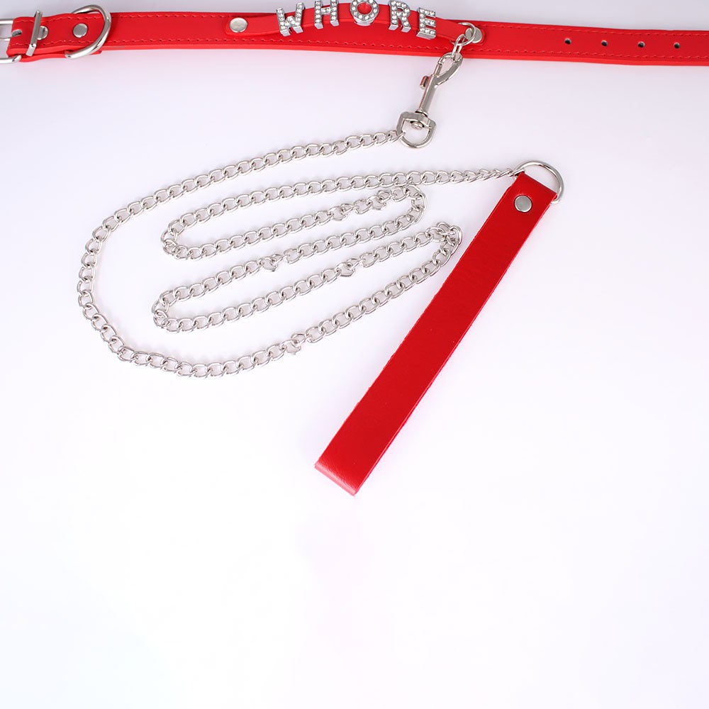 Modern Leather Buckled Choker Custom Letter WHORE CUM SLUT Collar Necklace X5