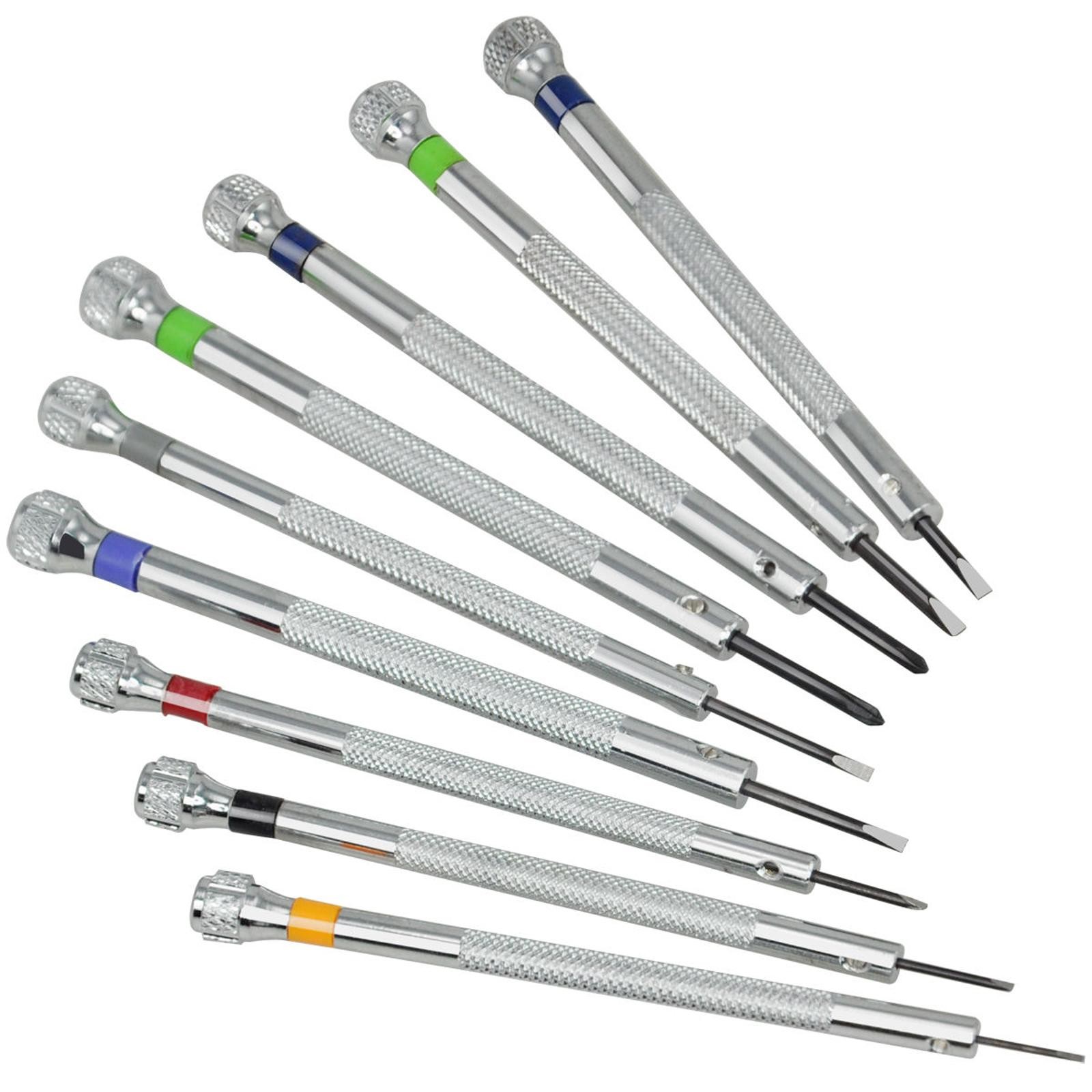 9Pcs/Set Precision Screwdriver Set Watch Slotted Flat Blade Watchmaker 0.8-2.0mm