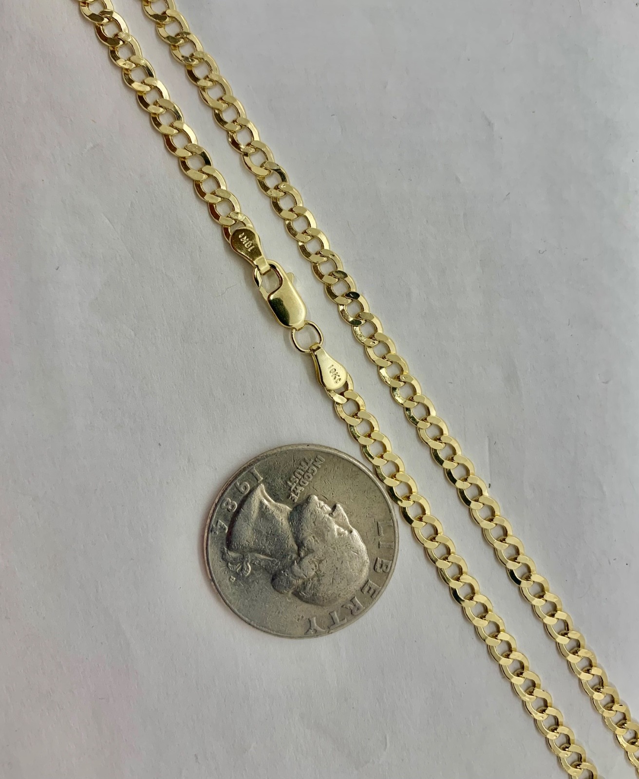 10K Yellow Gold Women’s/Men’s 3.5mm Cuban/Curb Link Chain Length 16″ to 24″