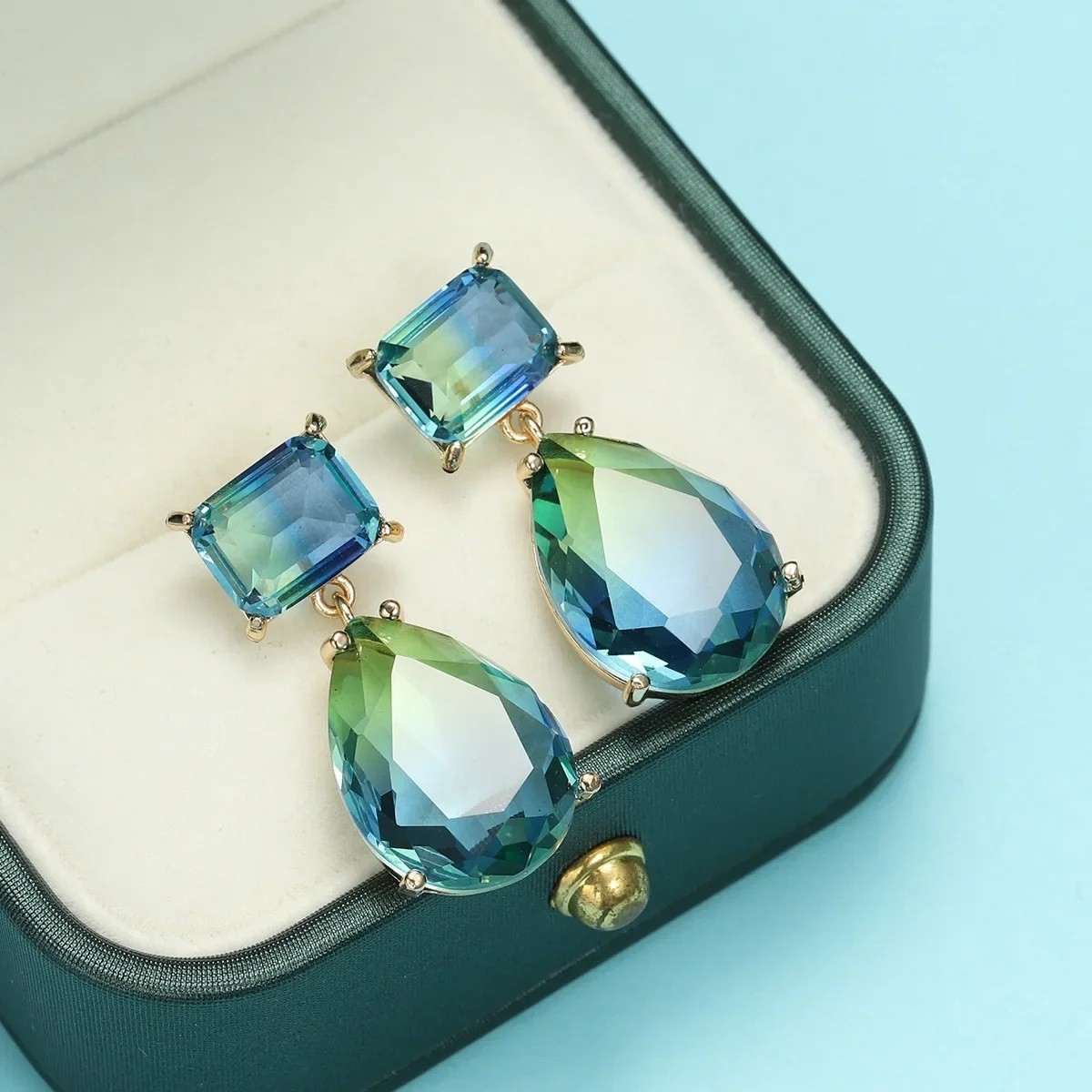 925 Sterling Silver Green Tourmaline Drop Earrings Women Earring Jewelry Gifts