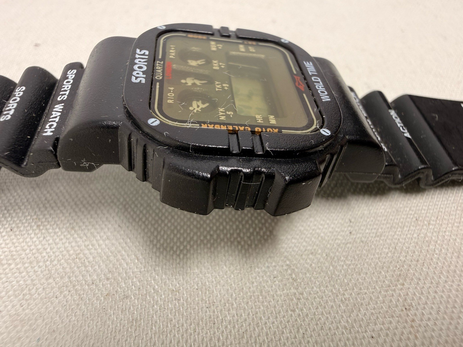 Vtg Success Quartz Digital Sports Watch Black Resin Strap Retro New Battery