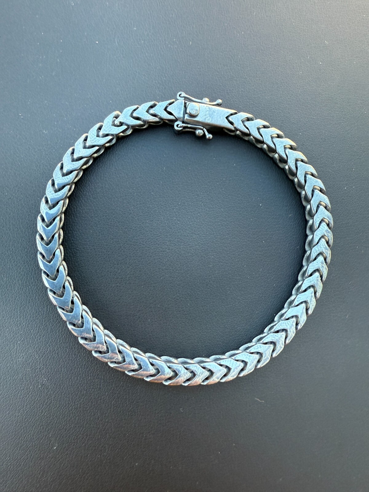 Handmade Mens Franco Bracelet Black Rhodium Over Real 925 Silver Box Lock 6mm