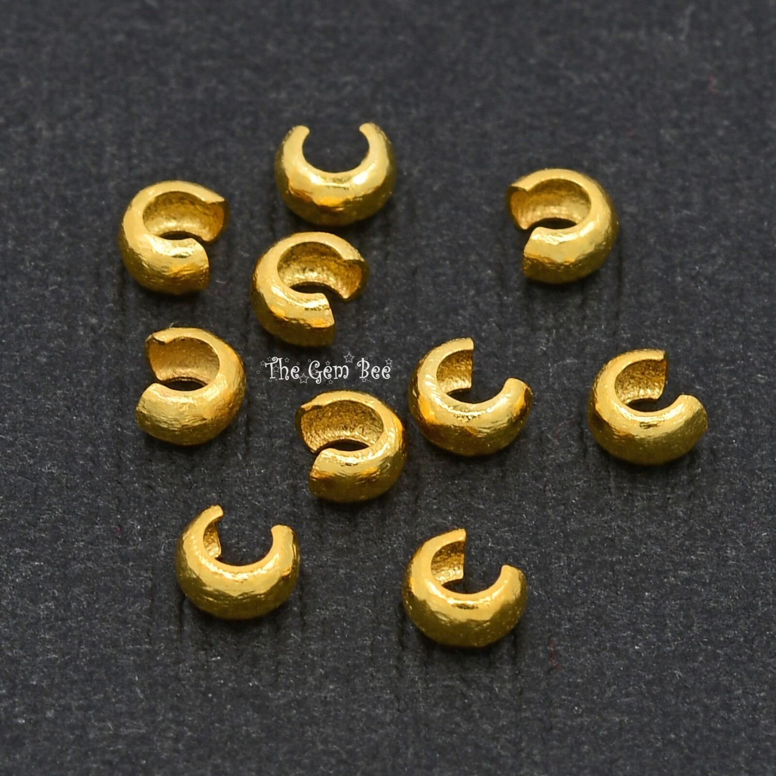 2MMx3MM 18k Solid Yellow Gold Crimp Tube Cover Beads (10)