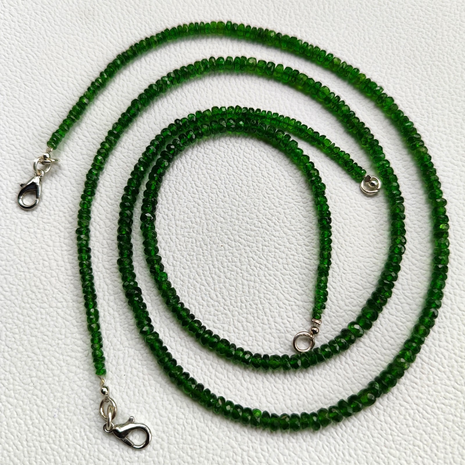 Chrome Diopside Faceted Rondelle Beads 16.5″ Necklace 3.5-4.5mm Gemstones