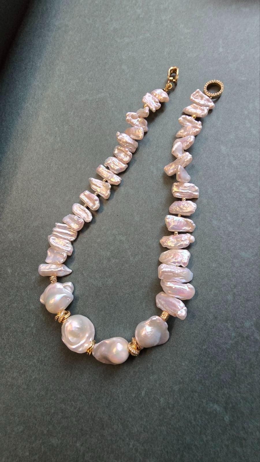 Handmade Baroque Freshwater Pearl Choker Necklace Gold Plated Gift for Her