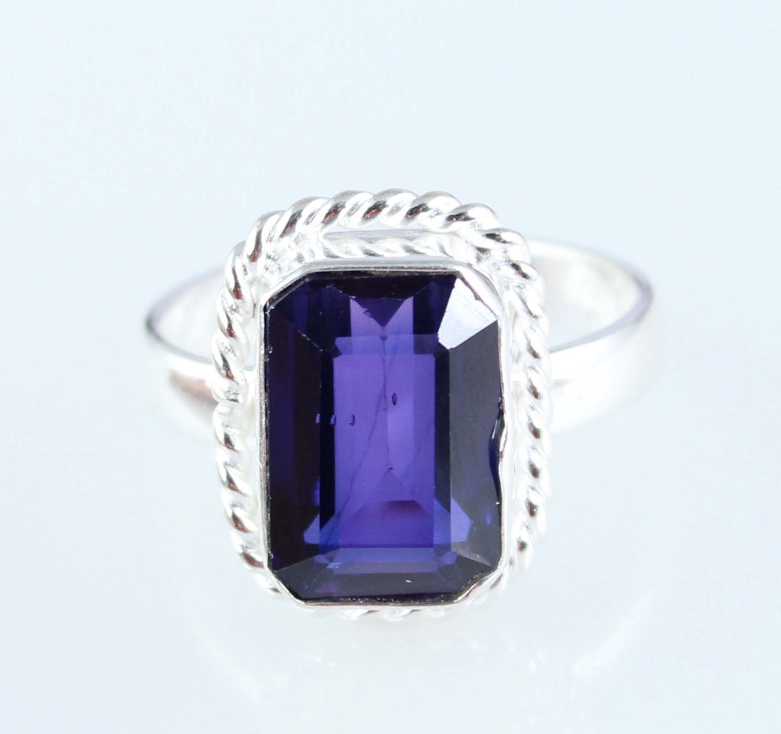 AGI Certified 17.50 Ct Natural Emerald Cut Boysenberry Sapphire Gemstone Ring