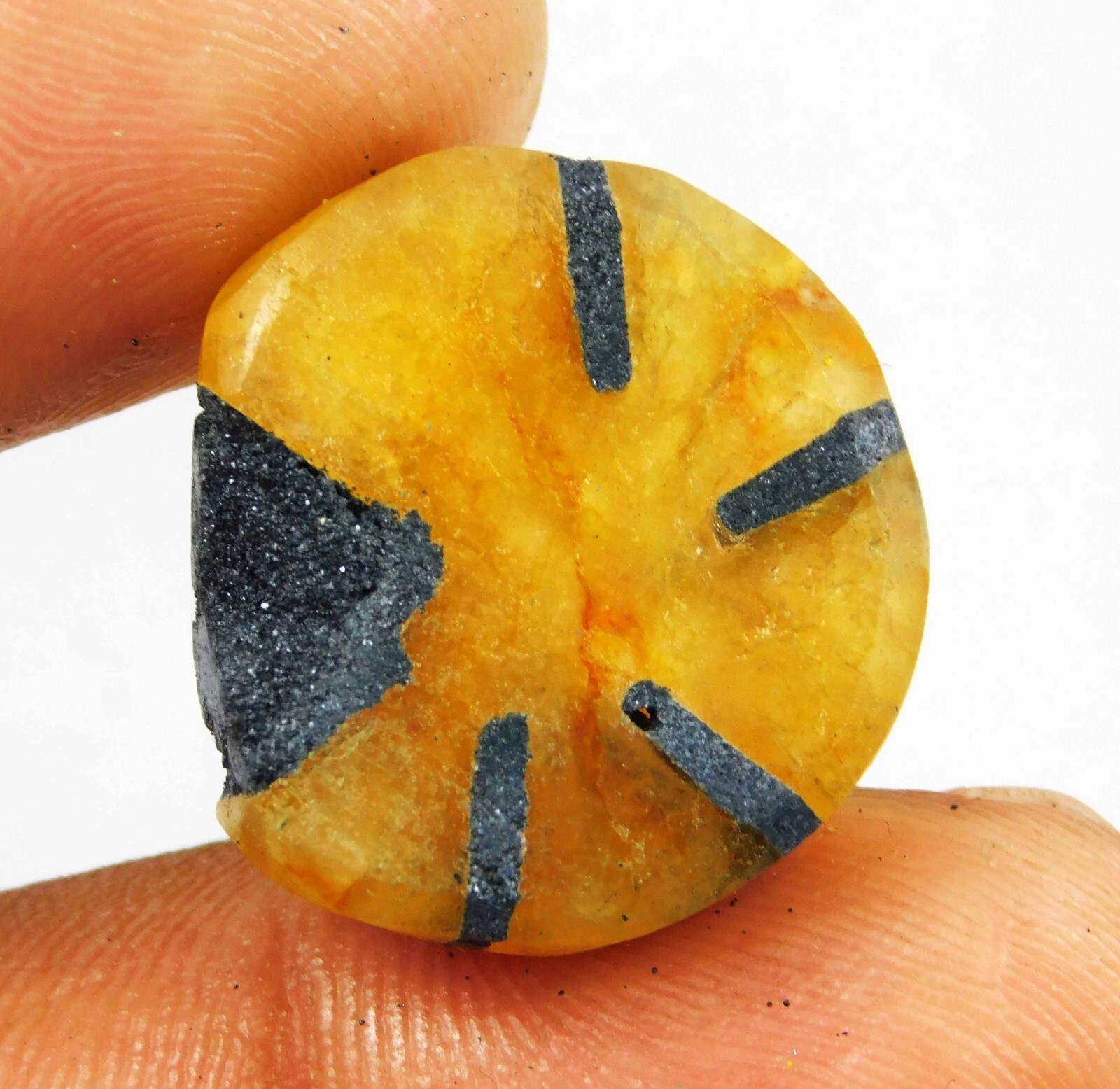 Natural 26.75 Ct Ceylon Trapiche Yellow Sapphire Round Cut Loose Gemstone