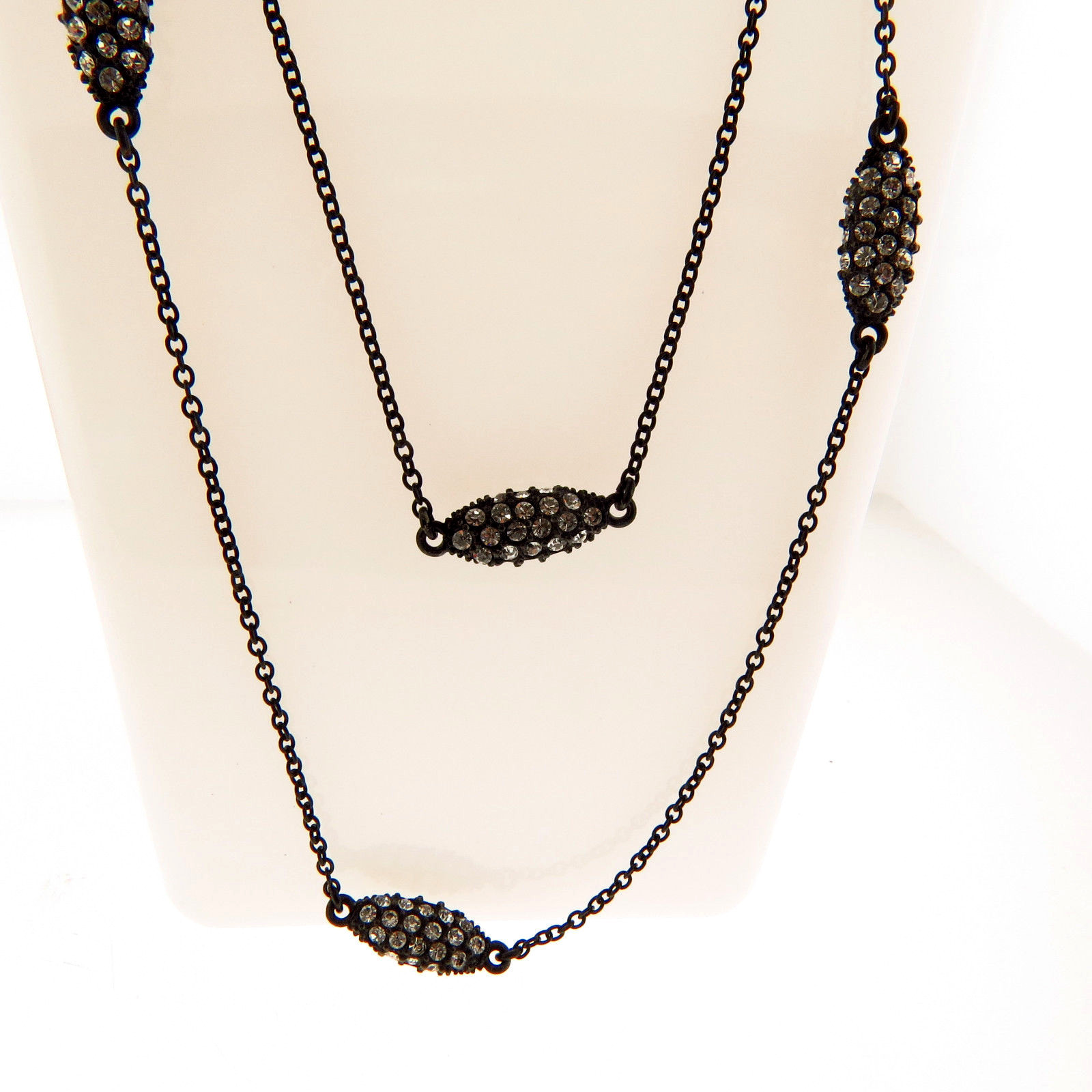 J. Crew Black Bead Interval Station Necklace 37 in