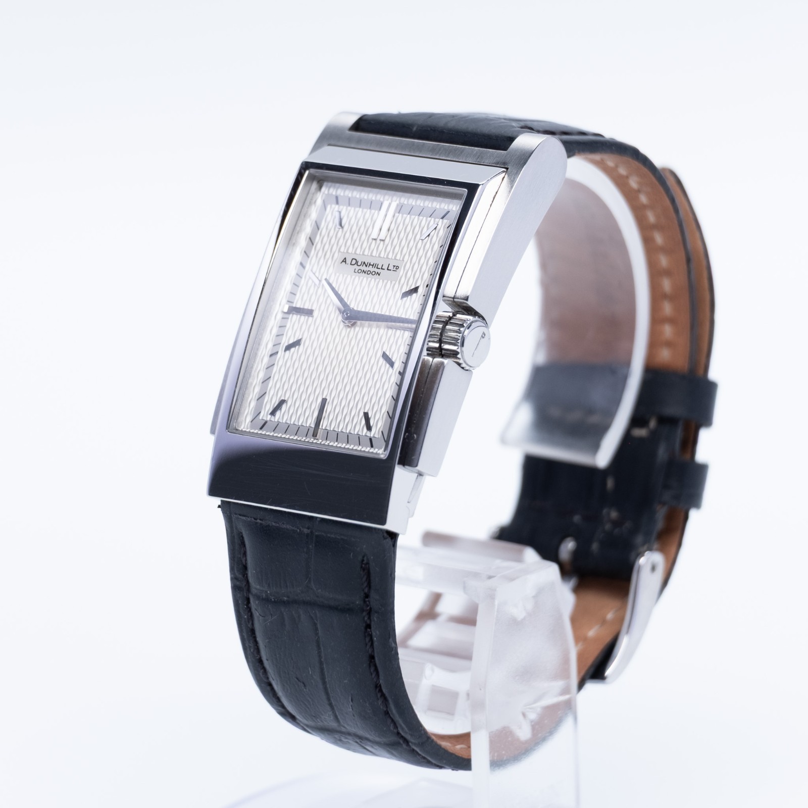 [EXC+5] DUNHILL Wafer 8035 Silver White Dial 26mm Tank Quartz Men’s Watch