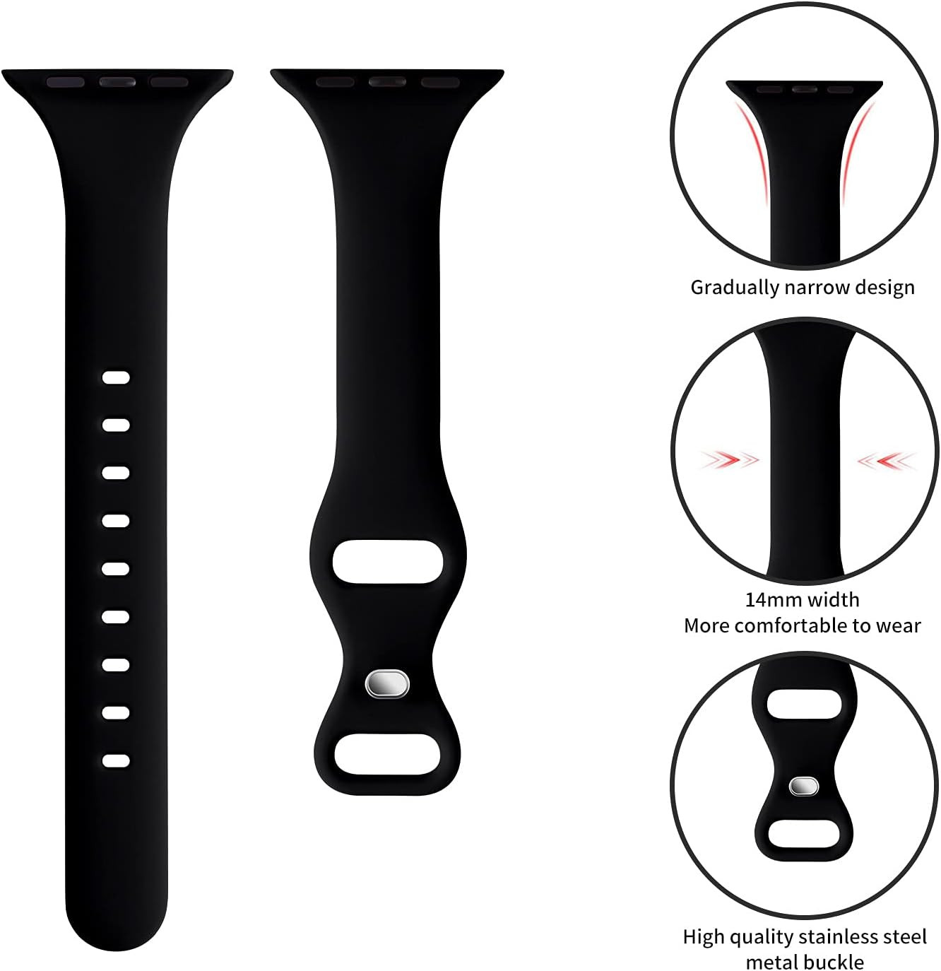 Thin Slim Band Compatible with Apple Watch 38Mm 40Mm 41Mm 42Mm 44Mm 45Mm 46Mm 49