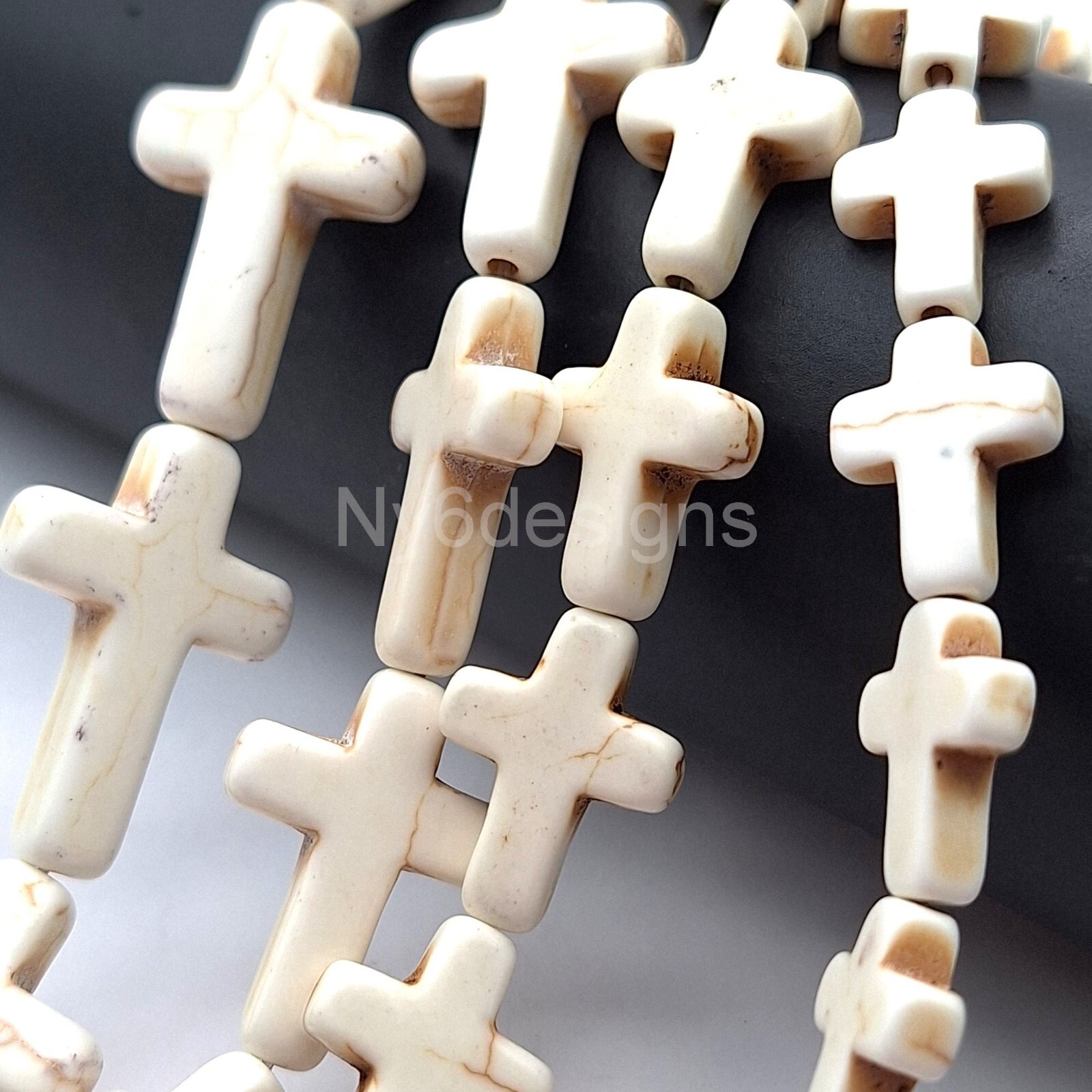 White Cross Bead Turquoise Howlite Magnesite Cross Loose Beads 15″ Wholesales