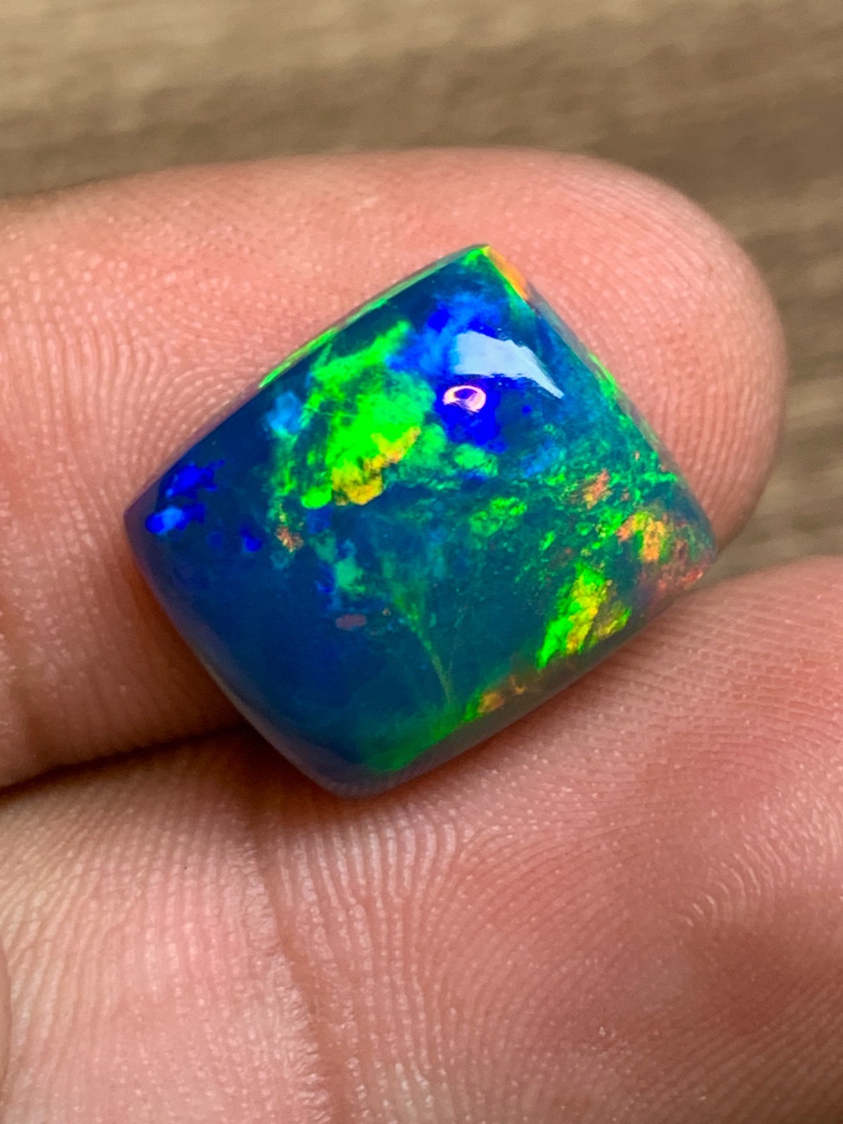 Ethiopian Black Opal 5.80crt Cushion Cabochon Rainbow Loose Gemstone for Jewelry