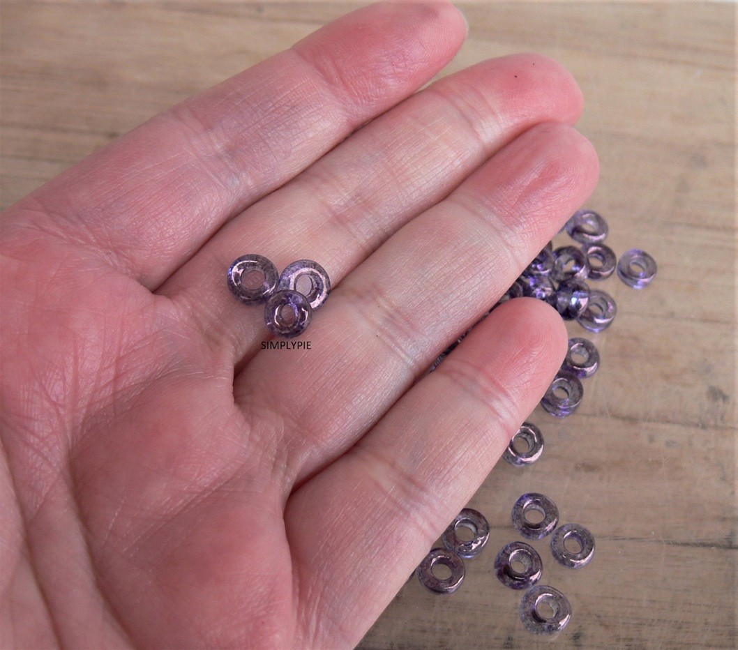 Purple Lumi Large Hole Flat Spacers 50 Pcs Czech Glass Beads