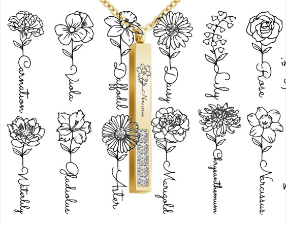 Personalized Vertical Crystal Bar Necklace, Custom Engraved 3D Name Necklace