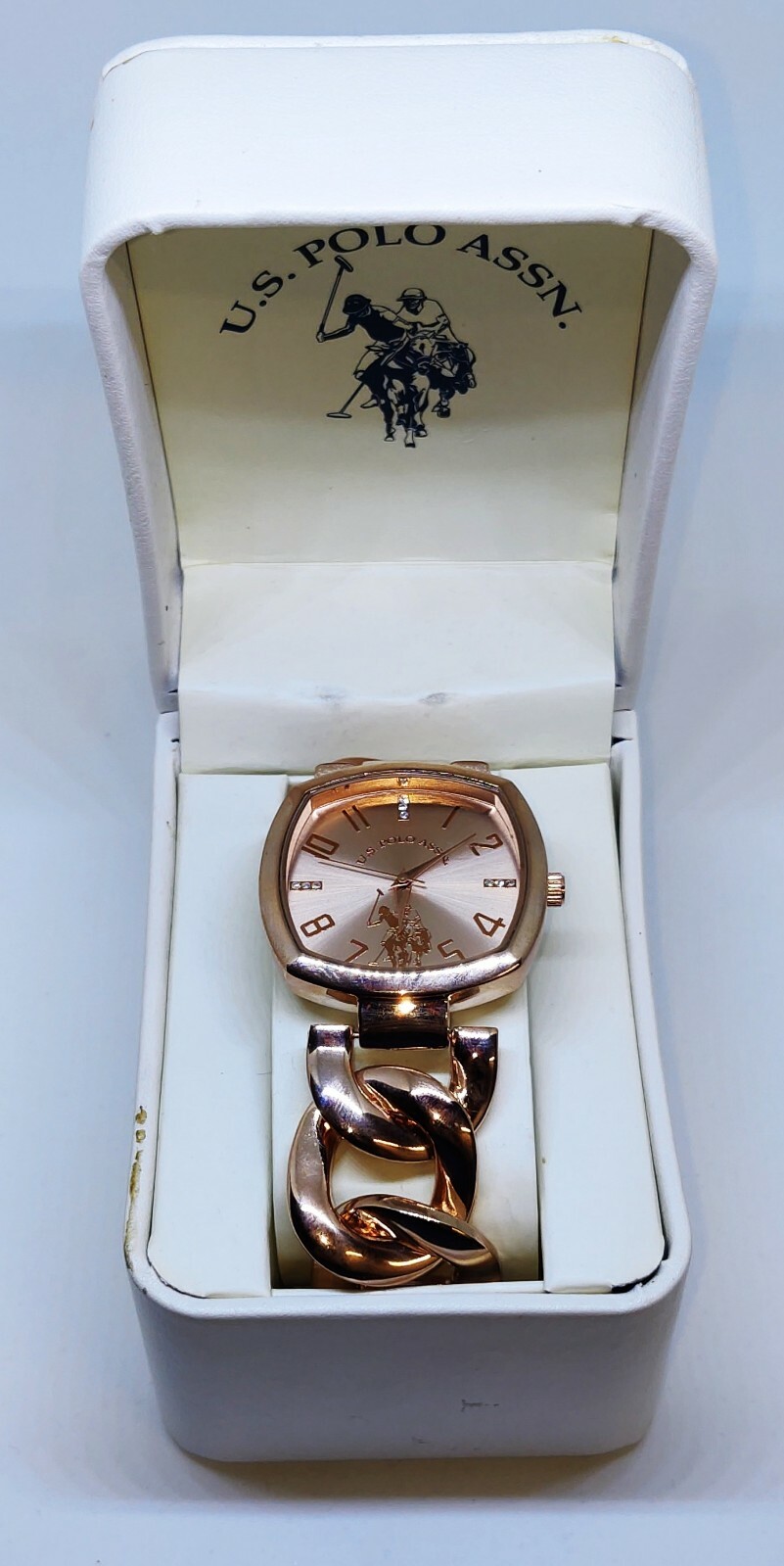 U.S. Polo Assn. Ladies Watch Link Band Rose Gold New Polo Logo
