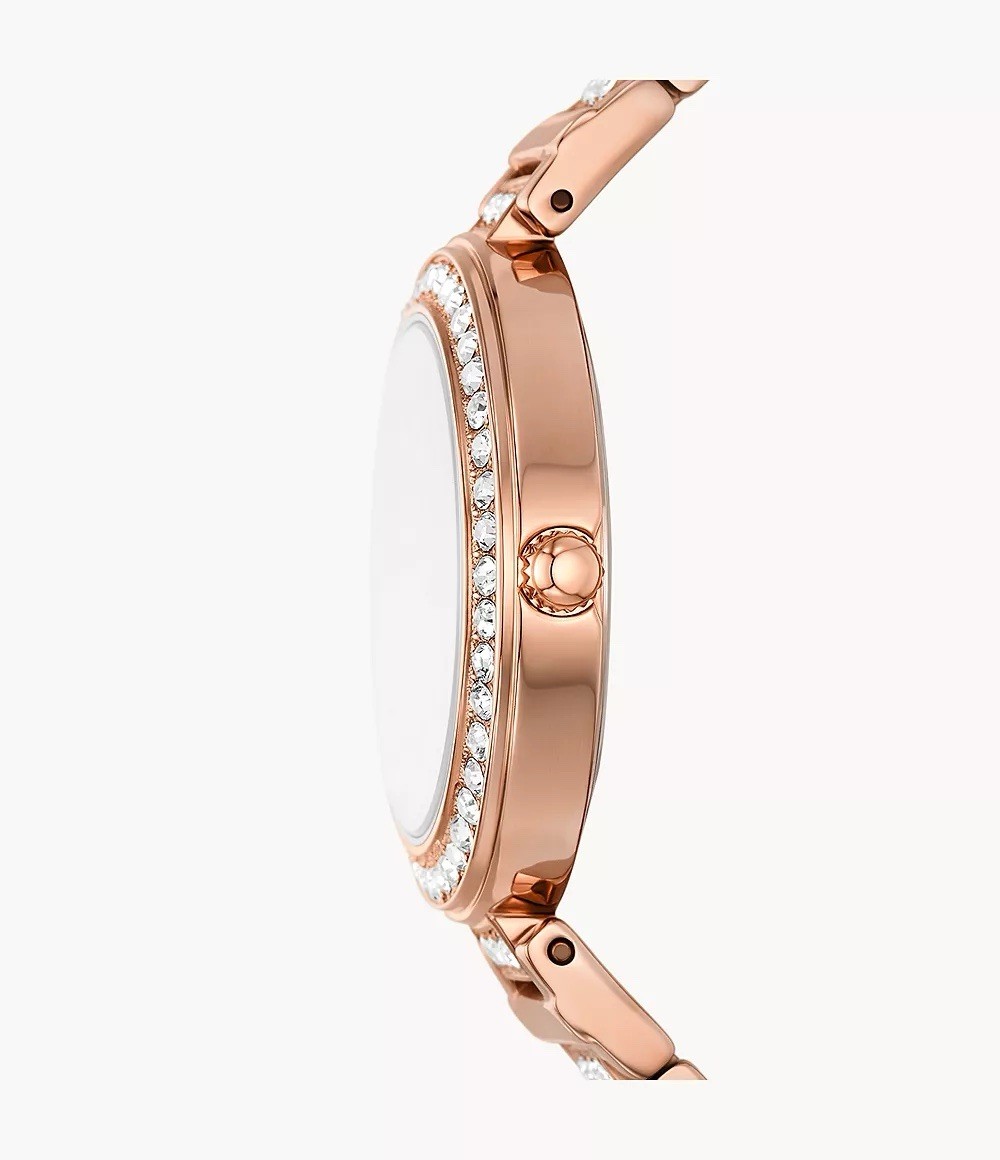 Fossil Women’s, 32mm, Karli Rose Gold Tone Crystal ! Miyota 2035 Caliber