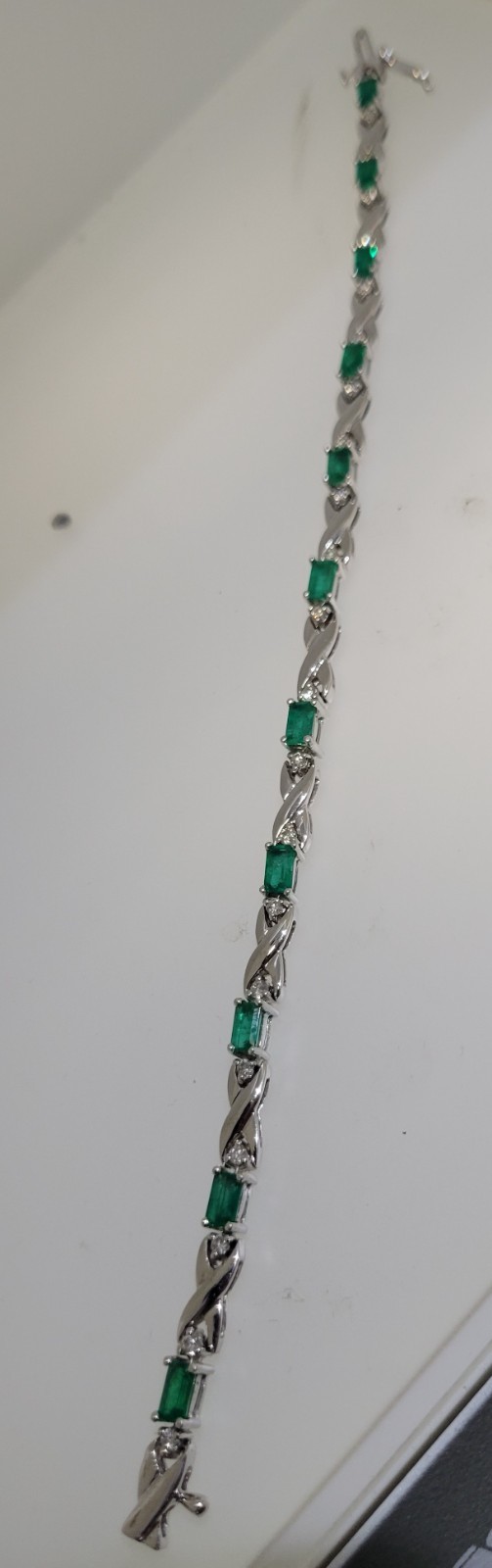 18k White Gold 3.3 cttw Gorgeous Emeralds and .63 cttw Diamond Bracelet