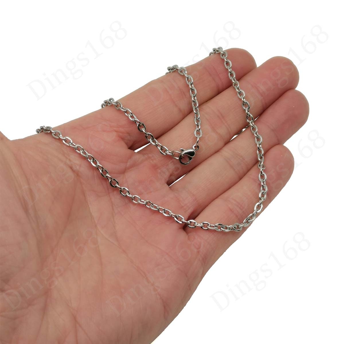 18K White Gold Filled Tarnish-Resist Lead/Nickel-Free 24″ 3mm Cable Chain Z146W