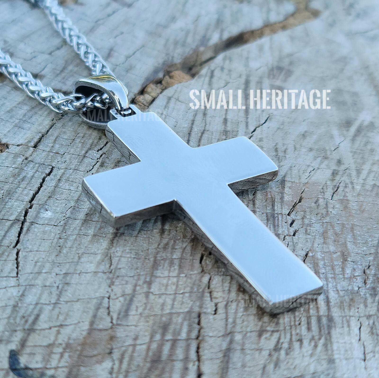 Stainless Steel Lion Cross Necklace Christian Pendant Medieval Style Men Women