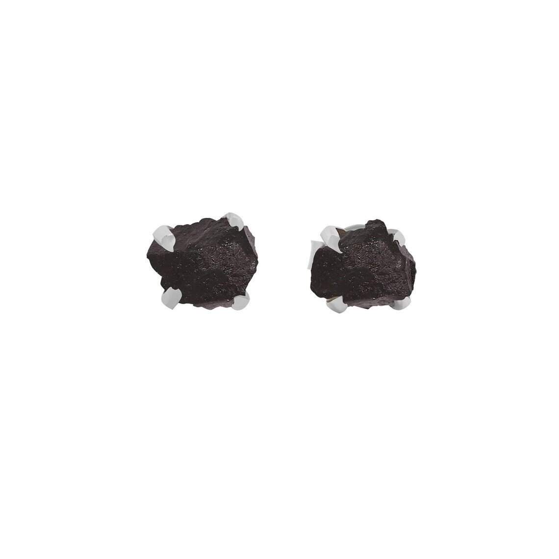 Raw Shungite Stud Earring 925 Sterling Silver Handmade Jewelry For Girls