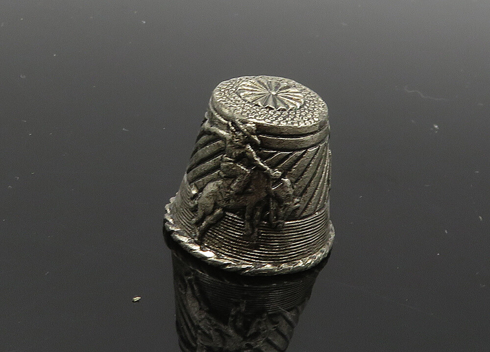 925 Sterling Silver Vintage Dark Tone Las Vegas Sewing Thimble TR2859
