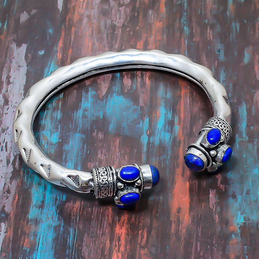 Lapis Lazuli Gemstone Handmade Gift Cuff Bracelet Adjustable Z292
