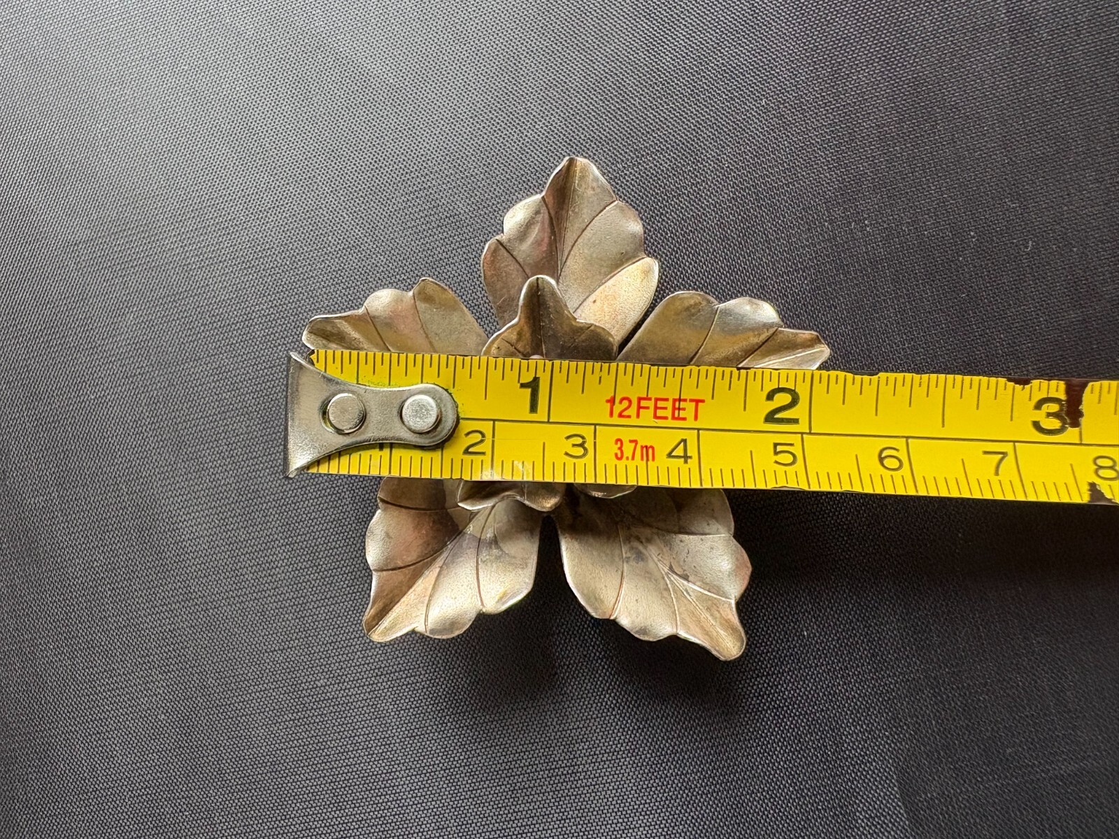 Vintage Poinsettia Flower Sterling Silver Pendant Handcrafted Matte Finish