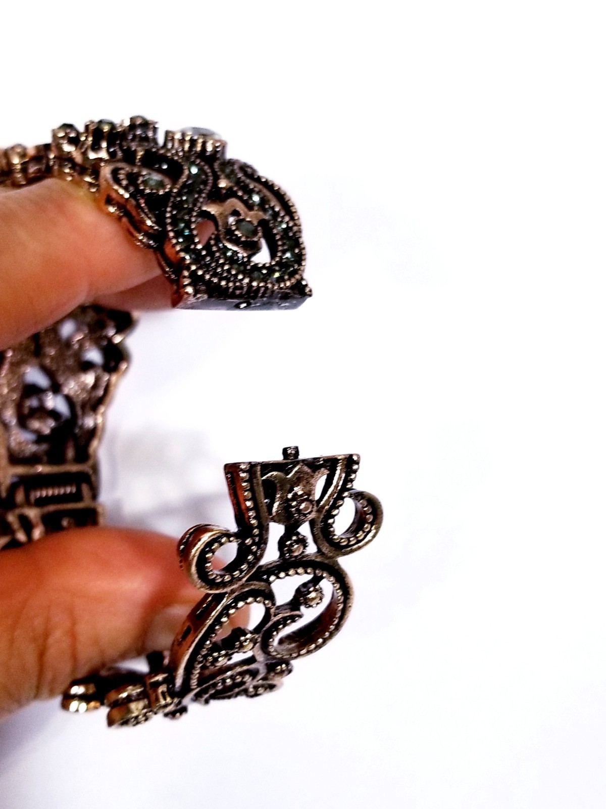 Rose Gold Rhinestone Bracelet Cuff Boho Statement Prom Crystal Jewelry Bangle