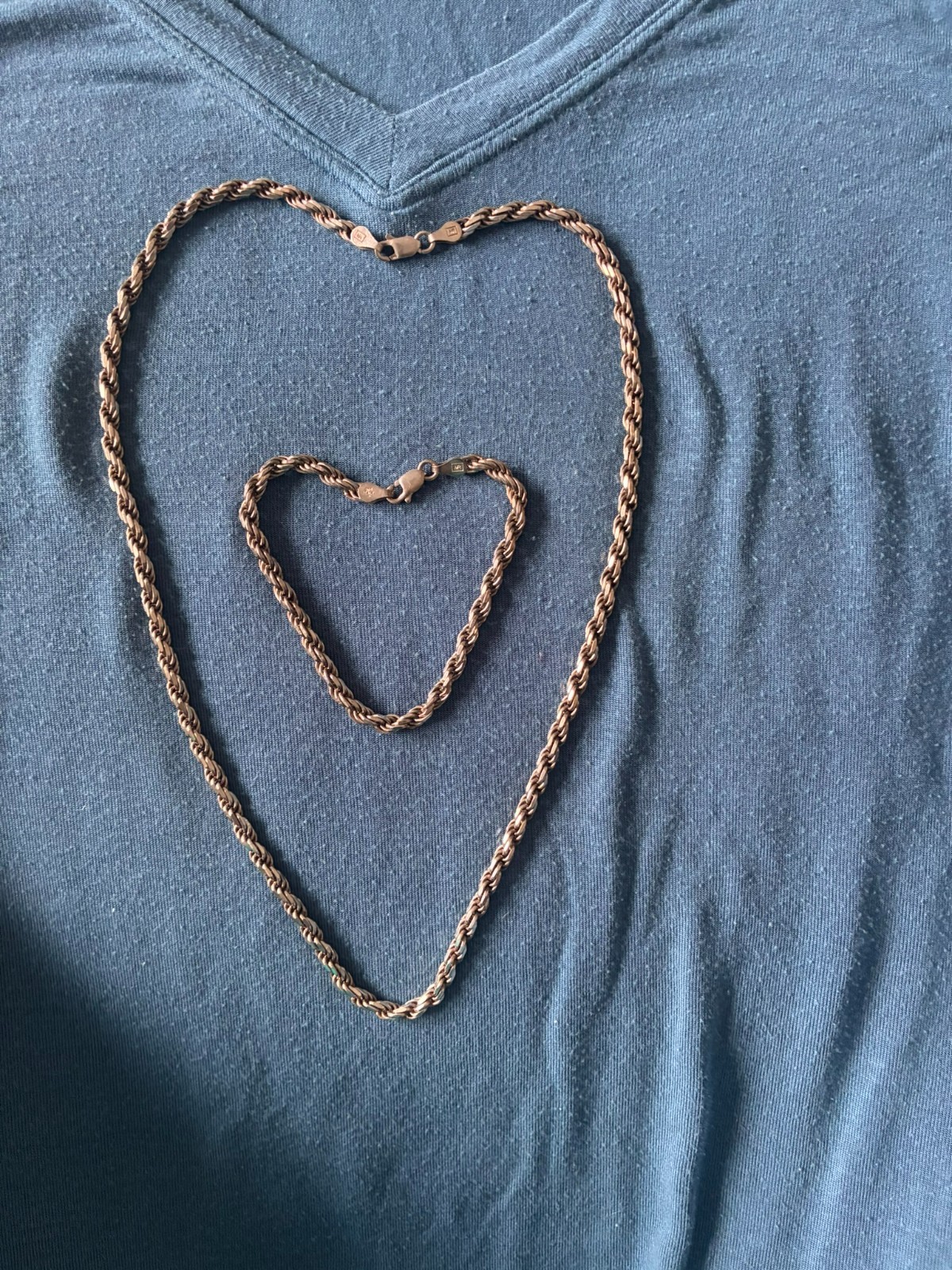 Vintage .925 Silver Rope Chain and Bracelet