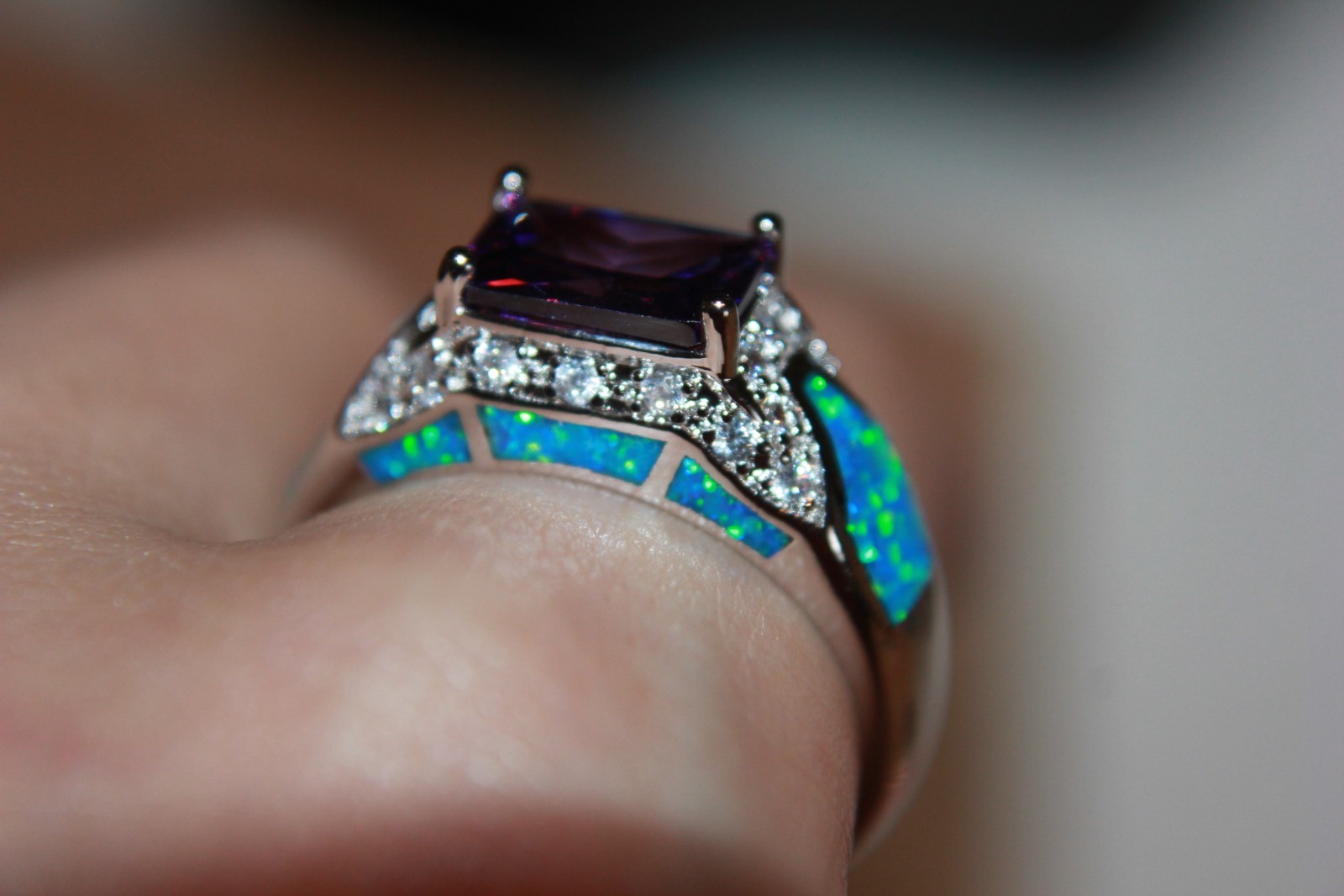 fire opal ring gems silver jewelry 5.75 8.5 9.75 Victorian cocktail engagement