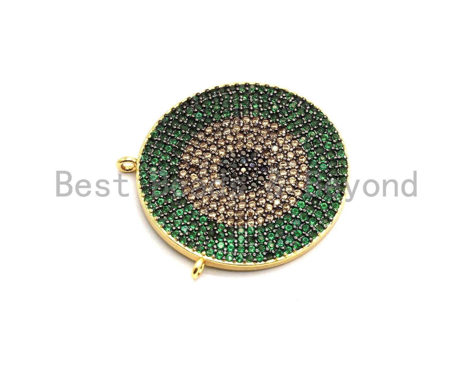Colorful CZ Micro Pave Evil Eye Round Pendant,