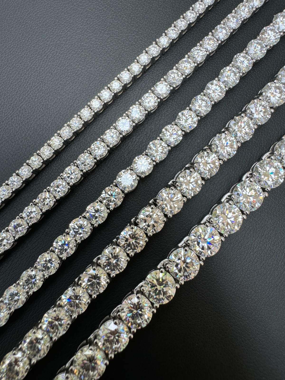 MOISSANITE Tennis Chain Real 925 Silver Yellow Rose Gold Plated Necklace 3-7mm