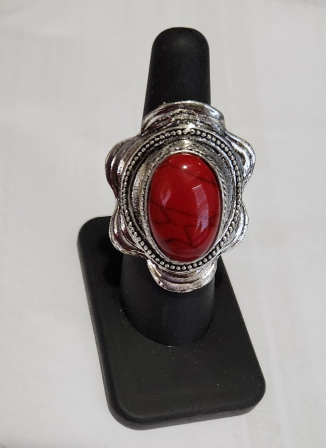 Red Turquoise Cabachon Ring – Adjustable size