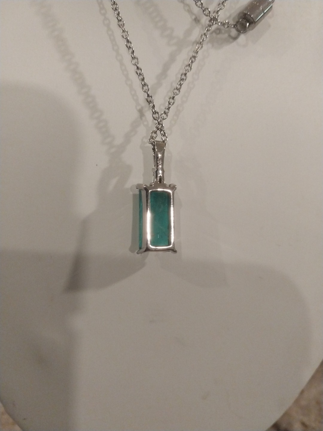 Emeraldine Quartz, White Topaz Pendant Necklace (20″)/ Stainless Steel 4.90= TCW