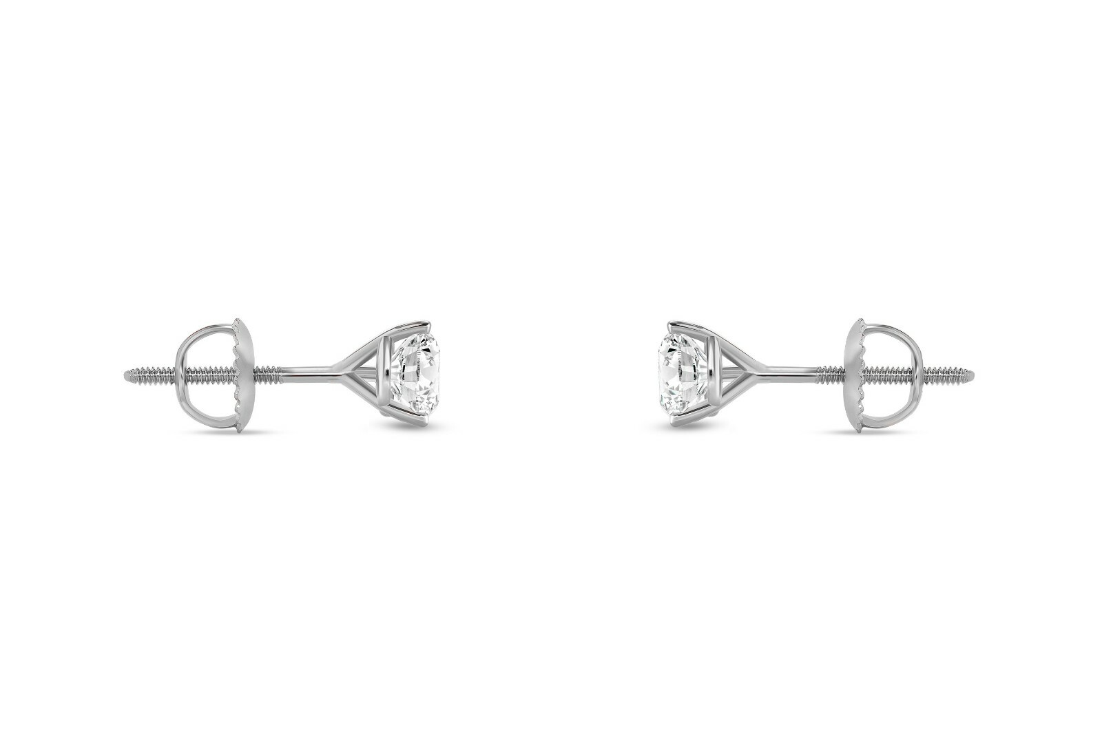 1/4 Ct Round LabCreated Grown Diamond Earrings 18K White Gold D/VVS 3Prong Screw