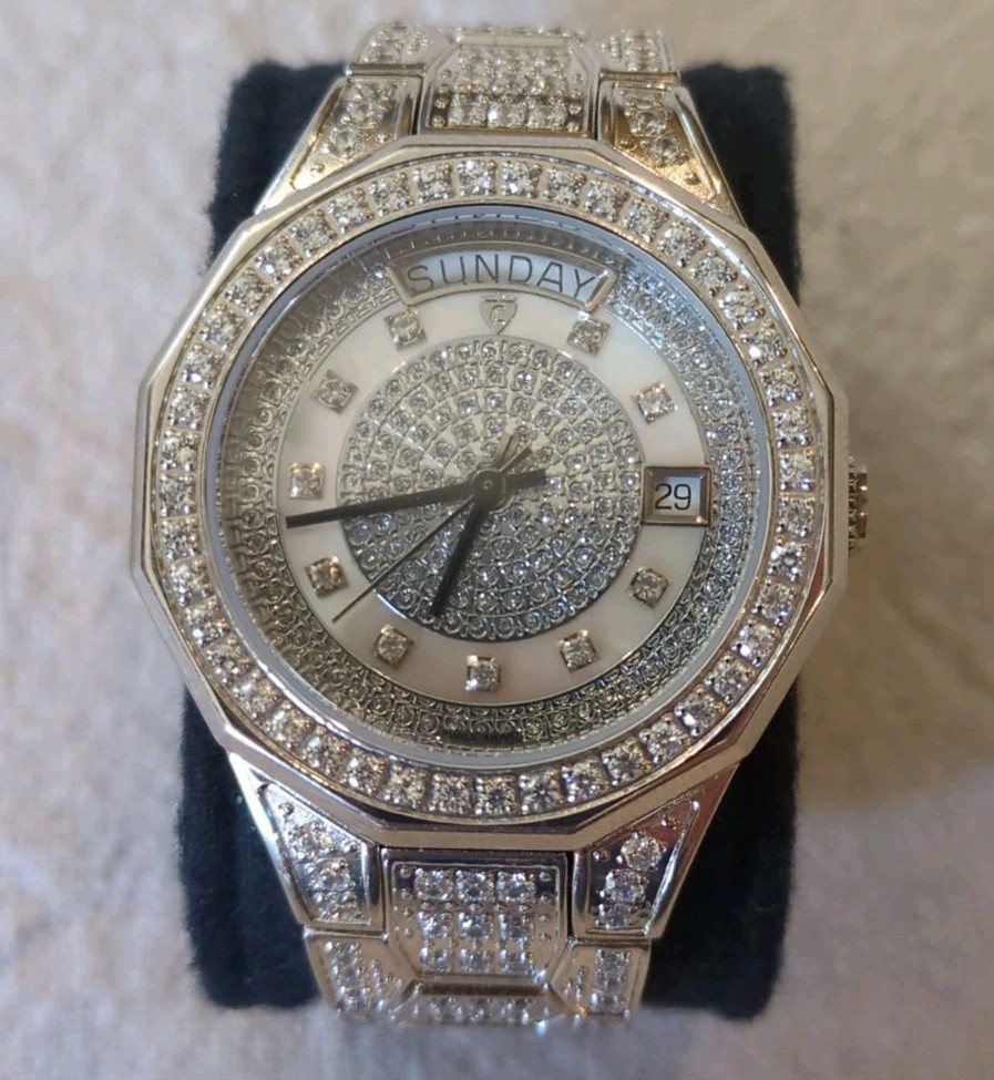 Silver Croton Vintage Rhinestone Stainless Steel Automatic Watch. Brand New!!