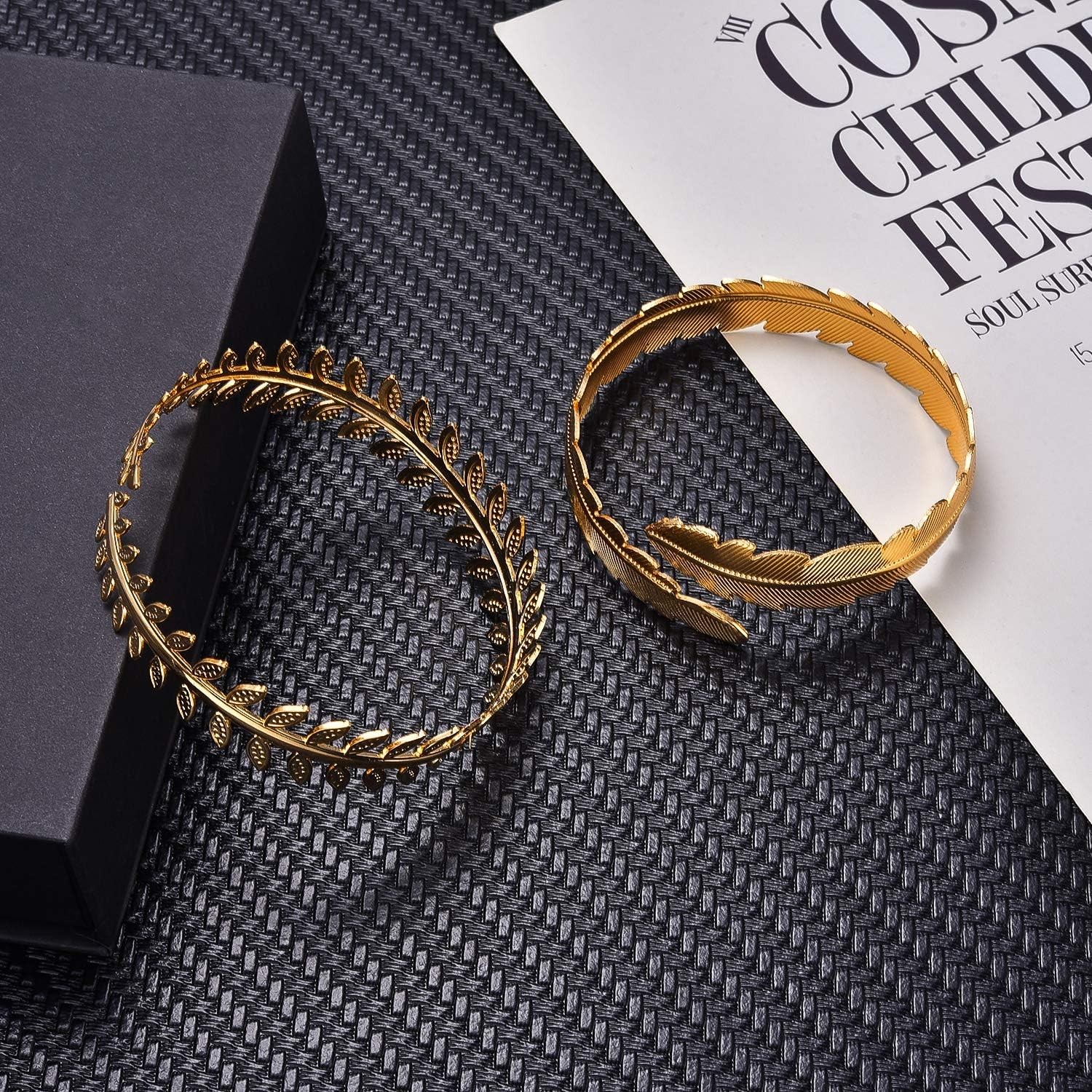 6-Piece Gold Plated Arm Bracelet Set: Adjustable Cuff Bangles for Women