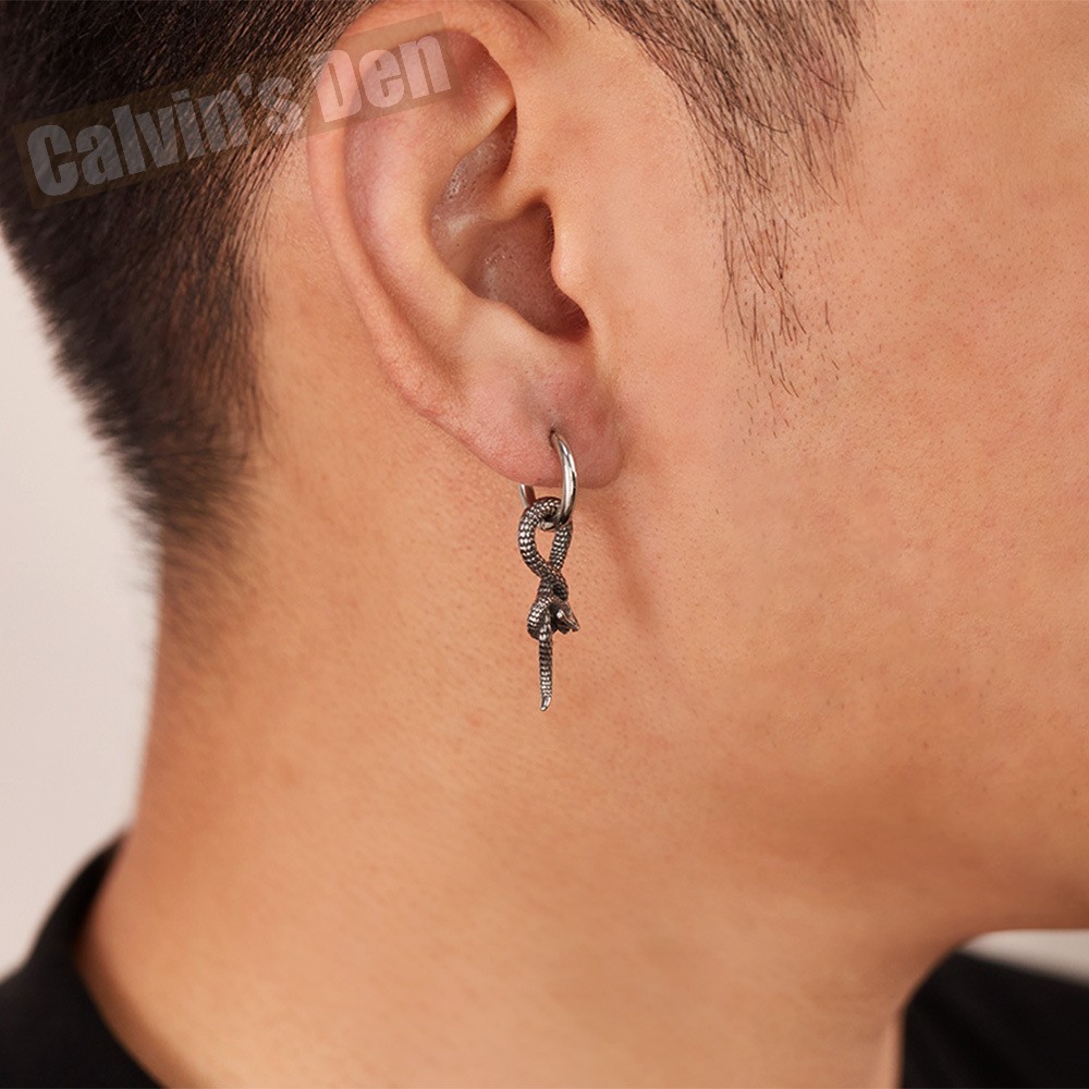 Stainless Steel Twisted Snake Earrings
