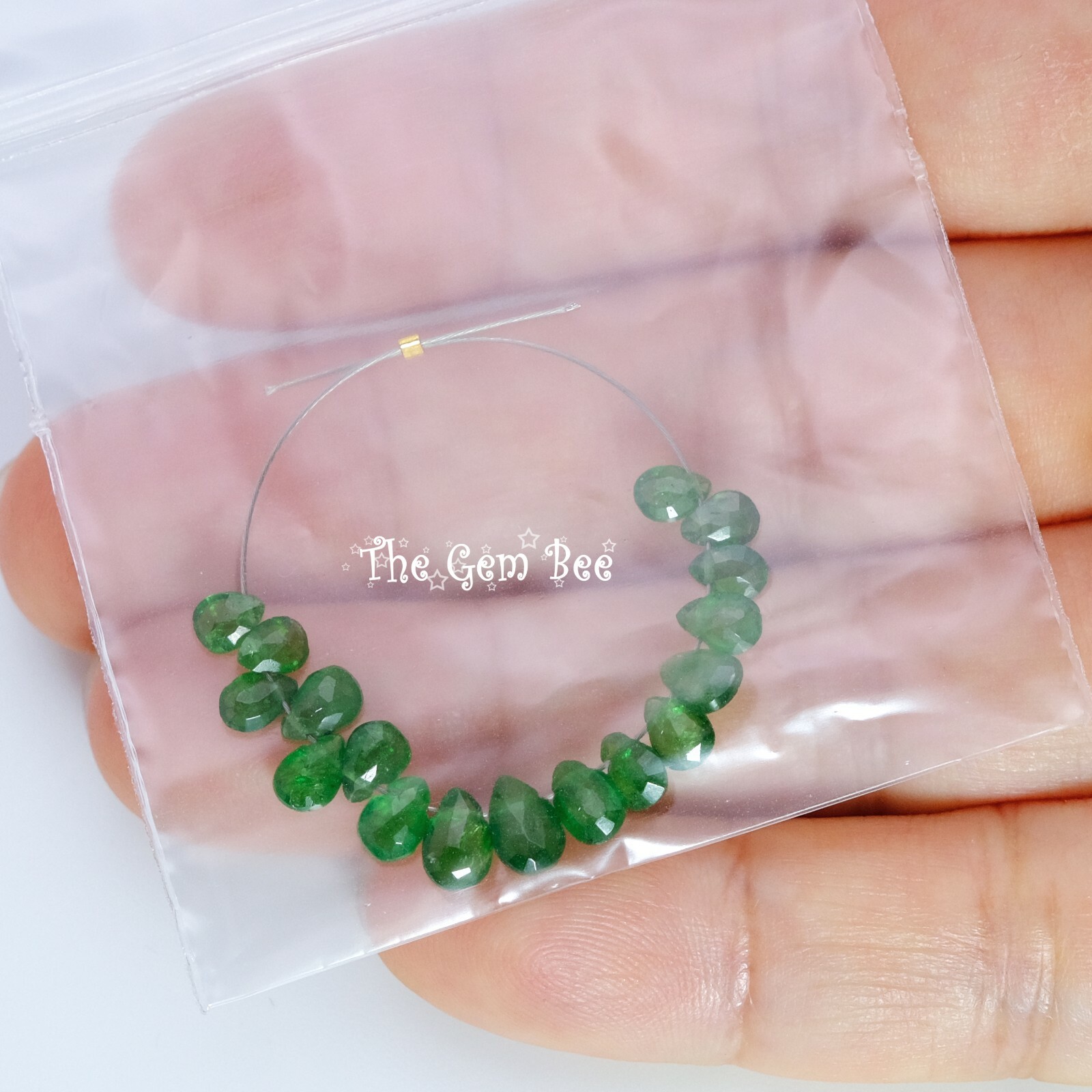Gem Tsavorite Deep Green Garnet Faceted Petite Pear Briolette Beads (17)
