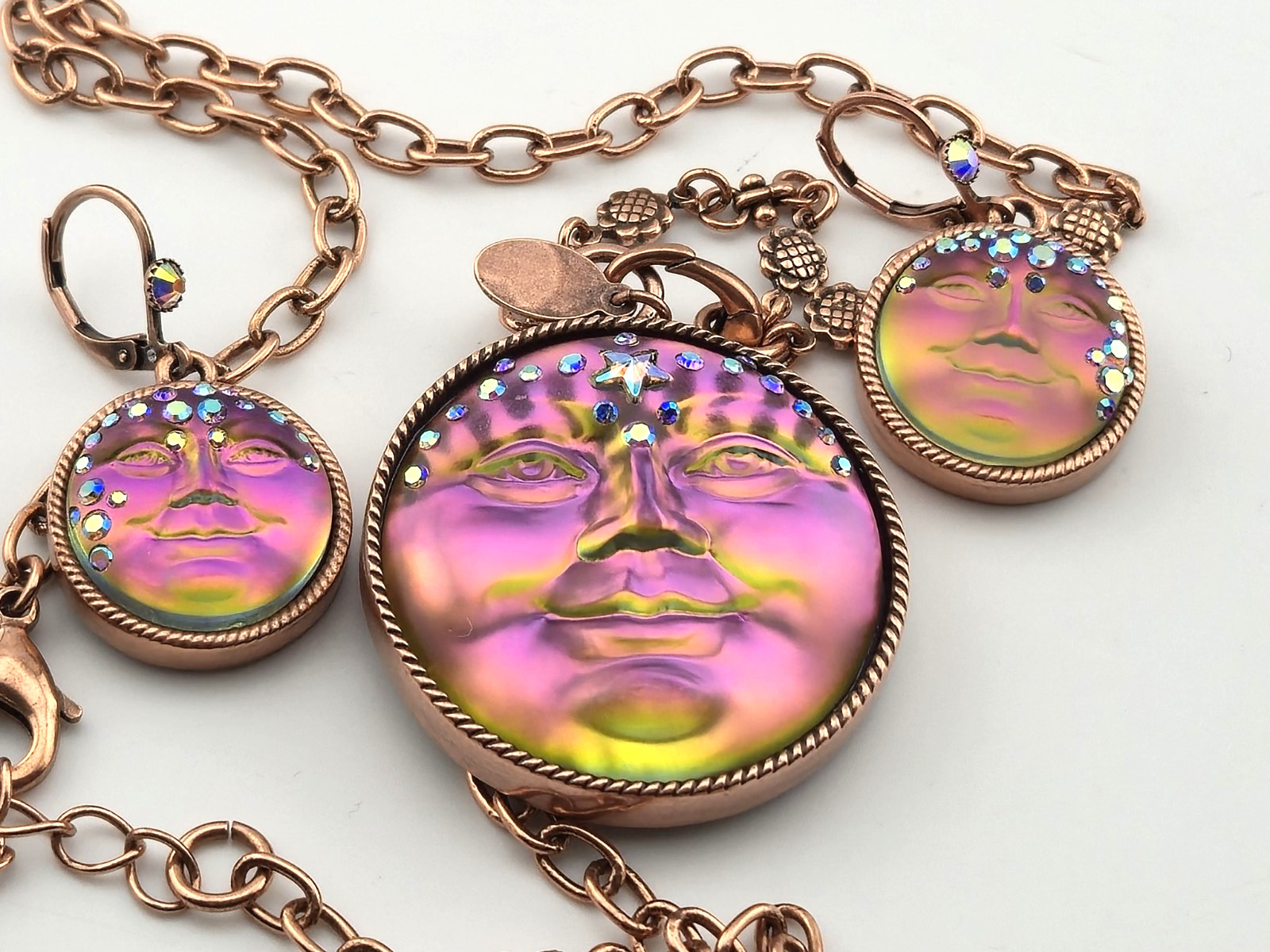Kirks Folly Mystic Venus Seaview Moon Compass Pendant Earrings Copper Necklace