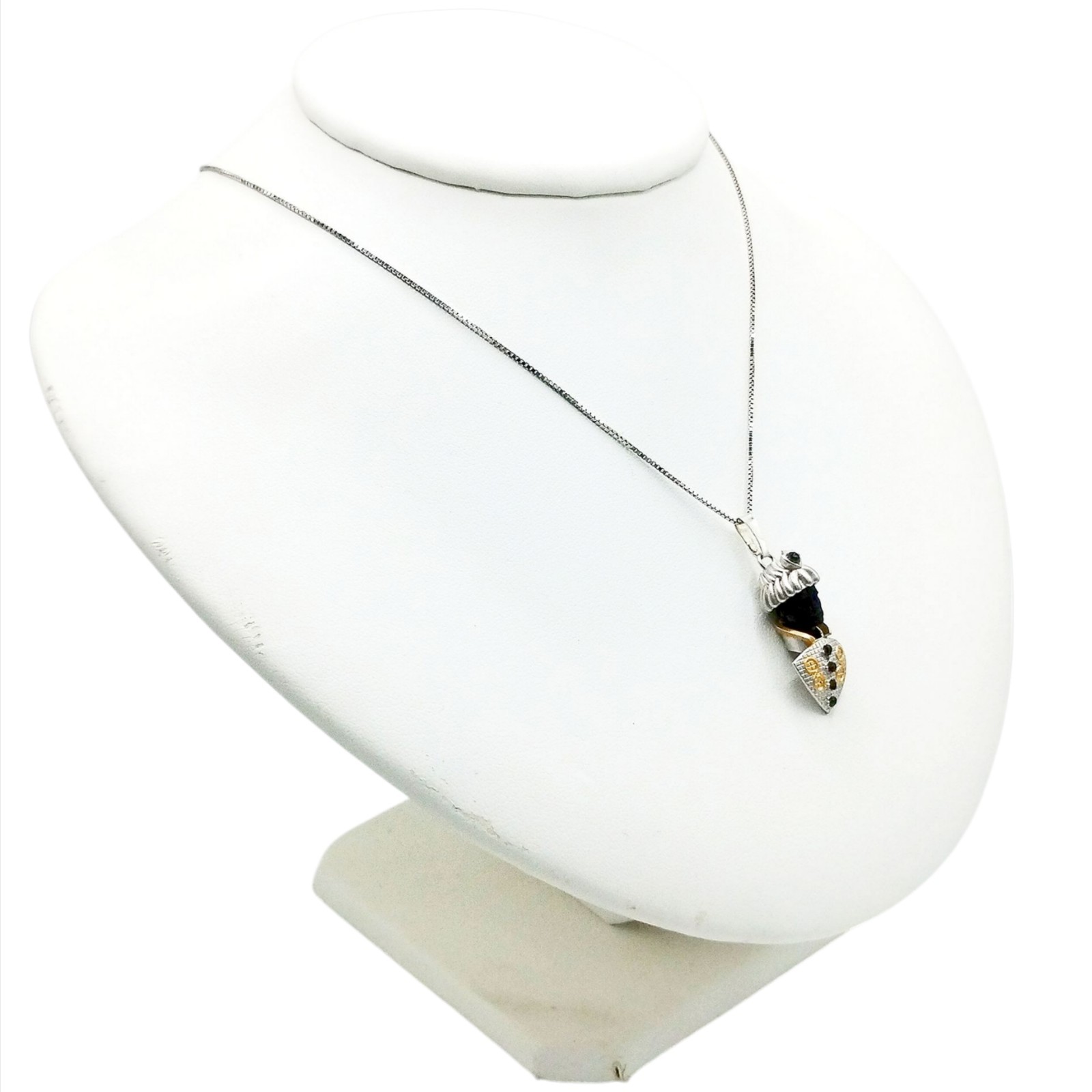 Moretto Venetian 925 Silver Handcrafted Necklace with Black Spinel