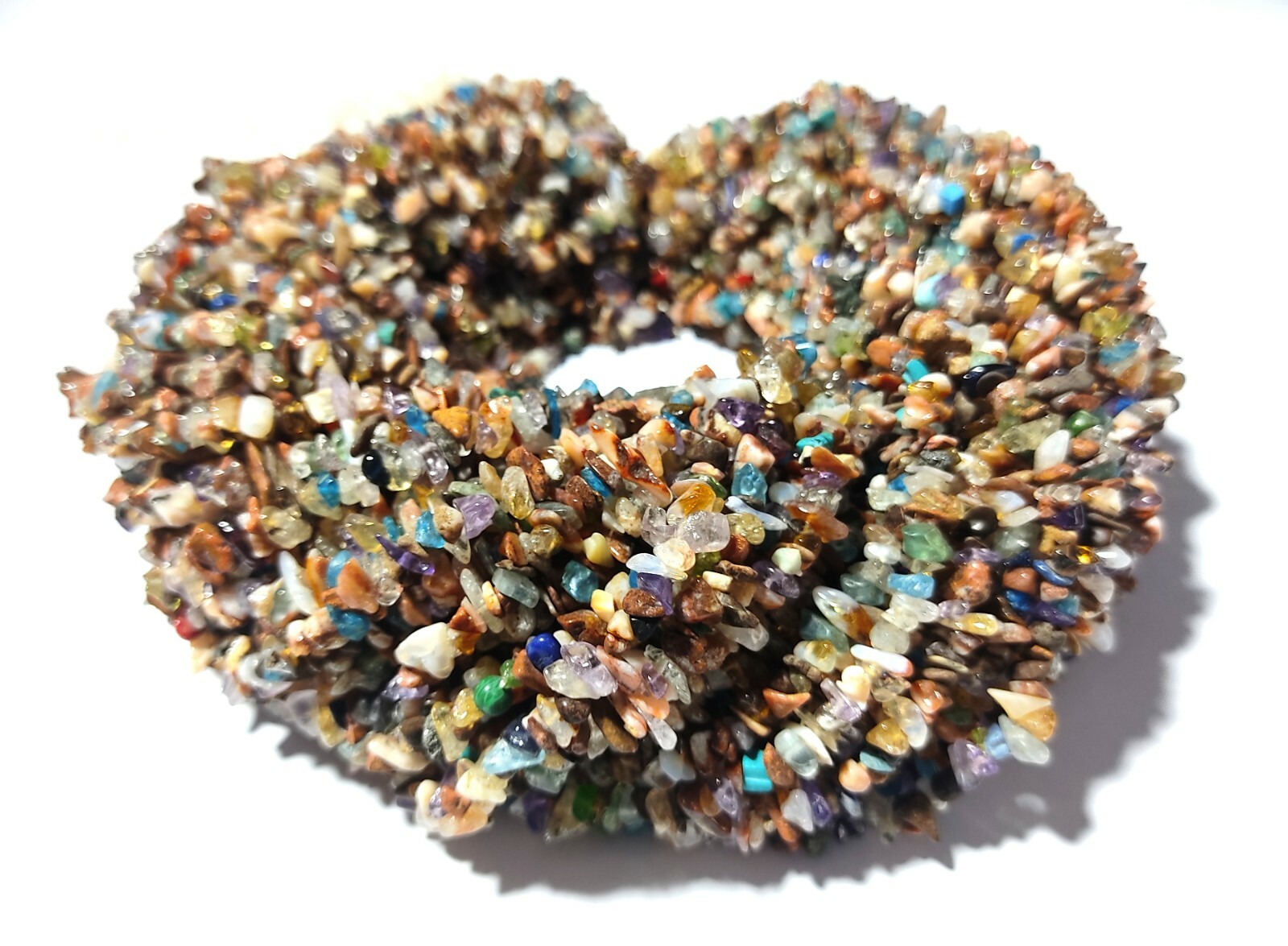 Natural Multi Stone Chip Nugget 4-6mm Smooth Gemstone Beads 34″Inch 5 Necklace