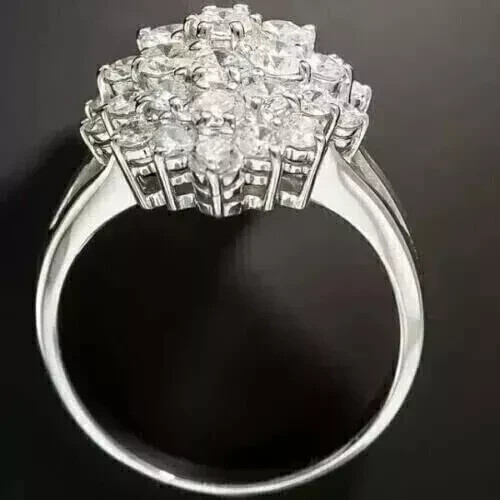 Women’s Cluster Anniversary Ring 14K White Gold Plated 2bCt Lab Created Diamond