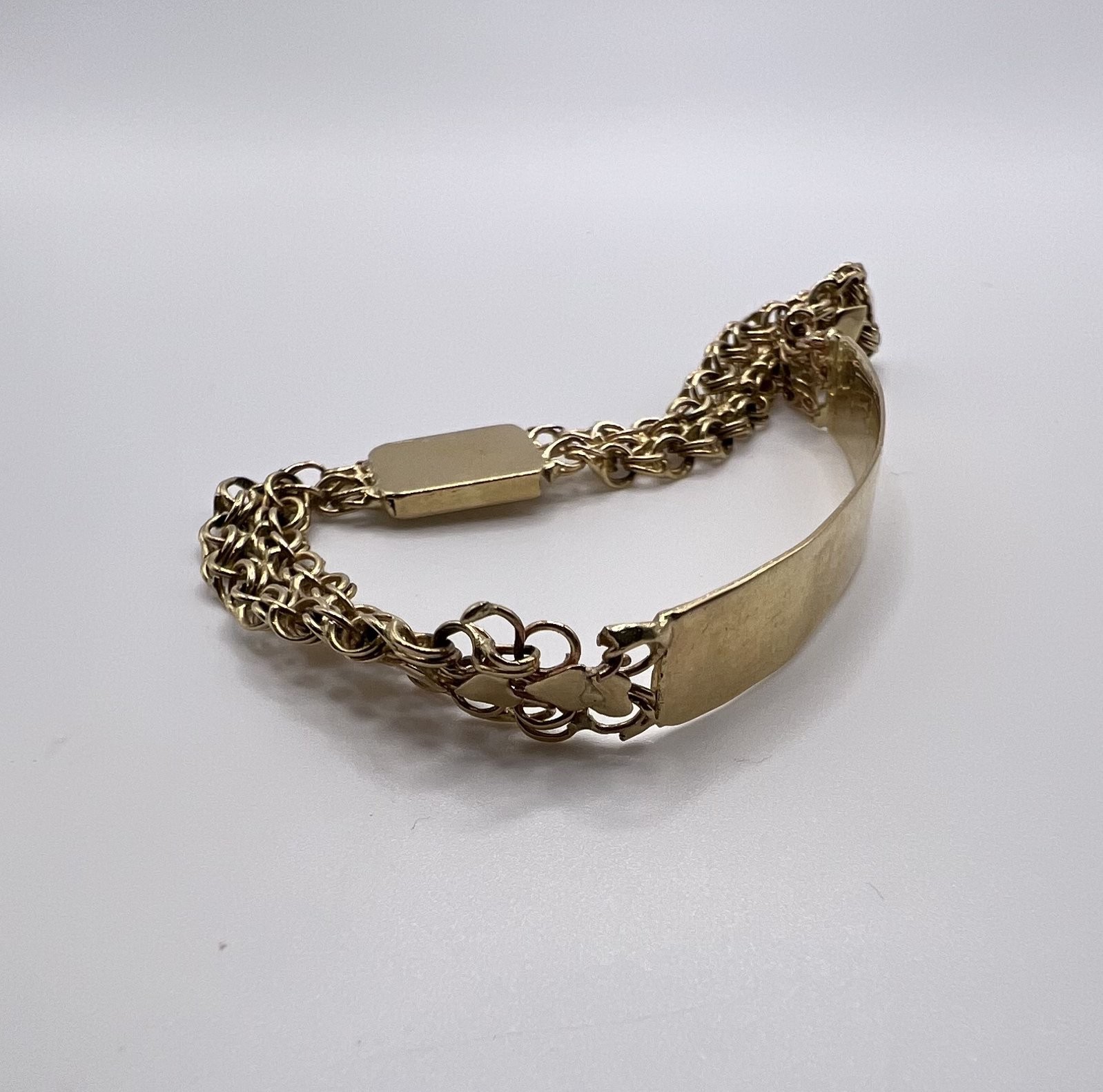 14k Solid Gold Heart Chain ID Bracelet 6in. 9.19g