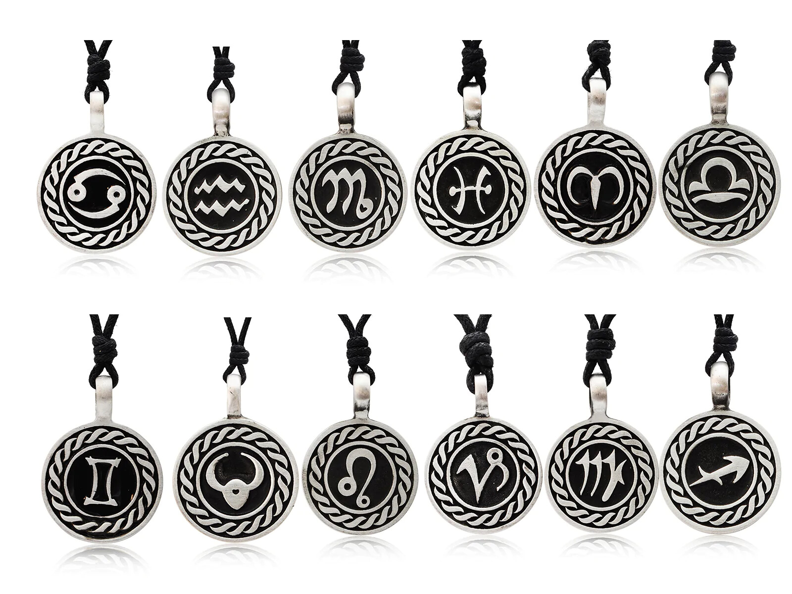Astrology Sign Horoscope Silver Pewter Charm Necklace Pendant Jewelry