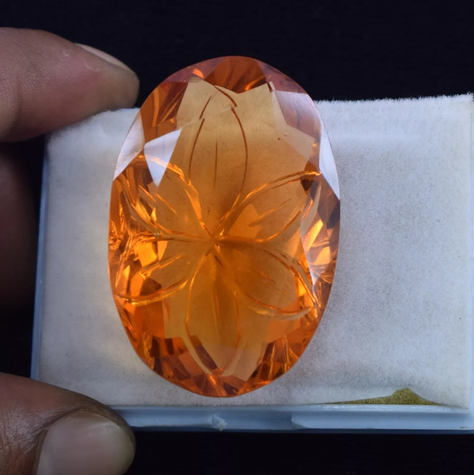 Certified 97.95 Ct Oval Carving Shape Brazilian Yellow Citrine Loose Gemstone