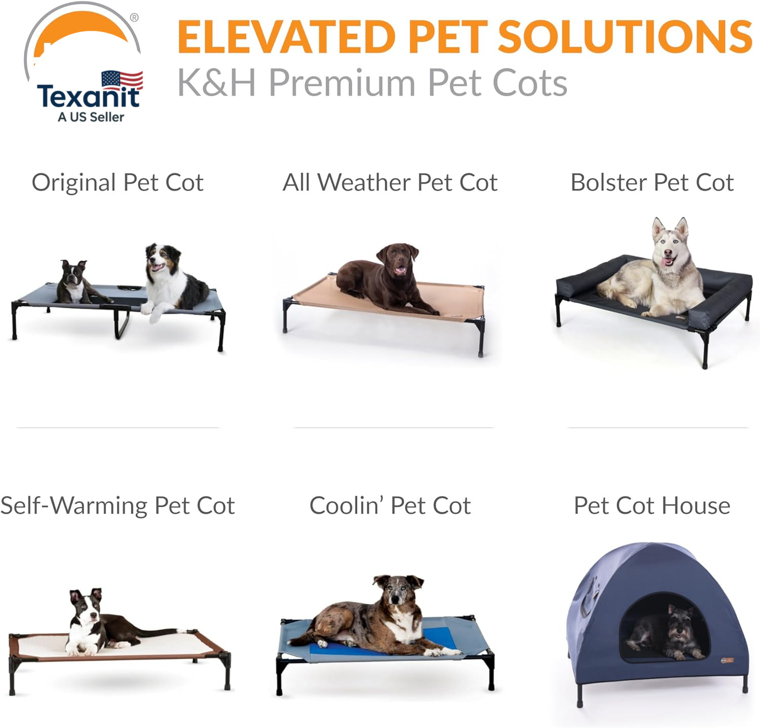 Bolster Dog Cot, Cooling Indoor Outdoor Elevated Cot Hammock Dog Bed with Remova