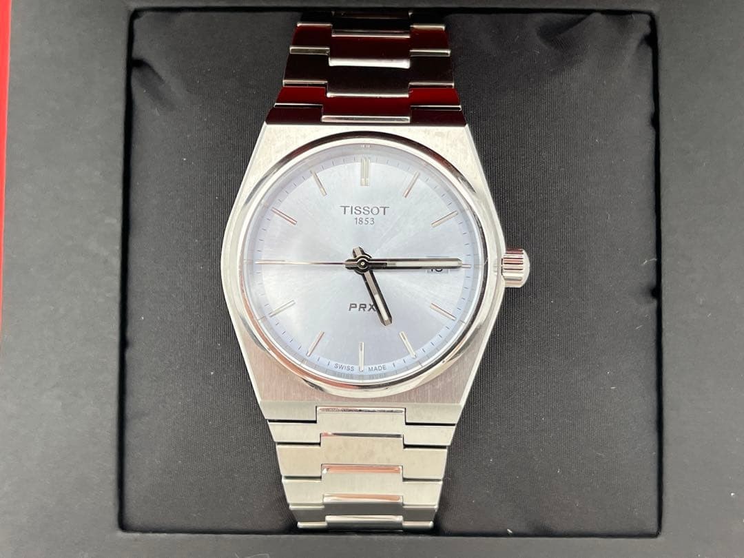 Tissot PRX T1372101135100 Quartz Watch 35mm Unisex Light Blue Dial Box & Papers