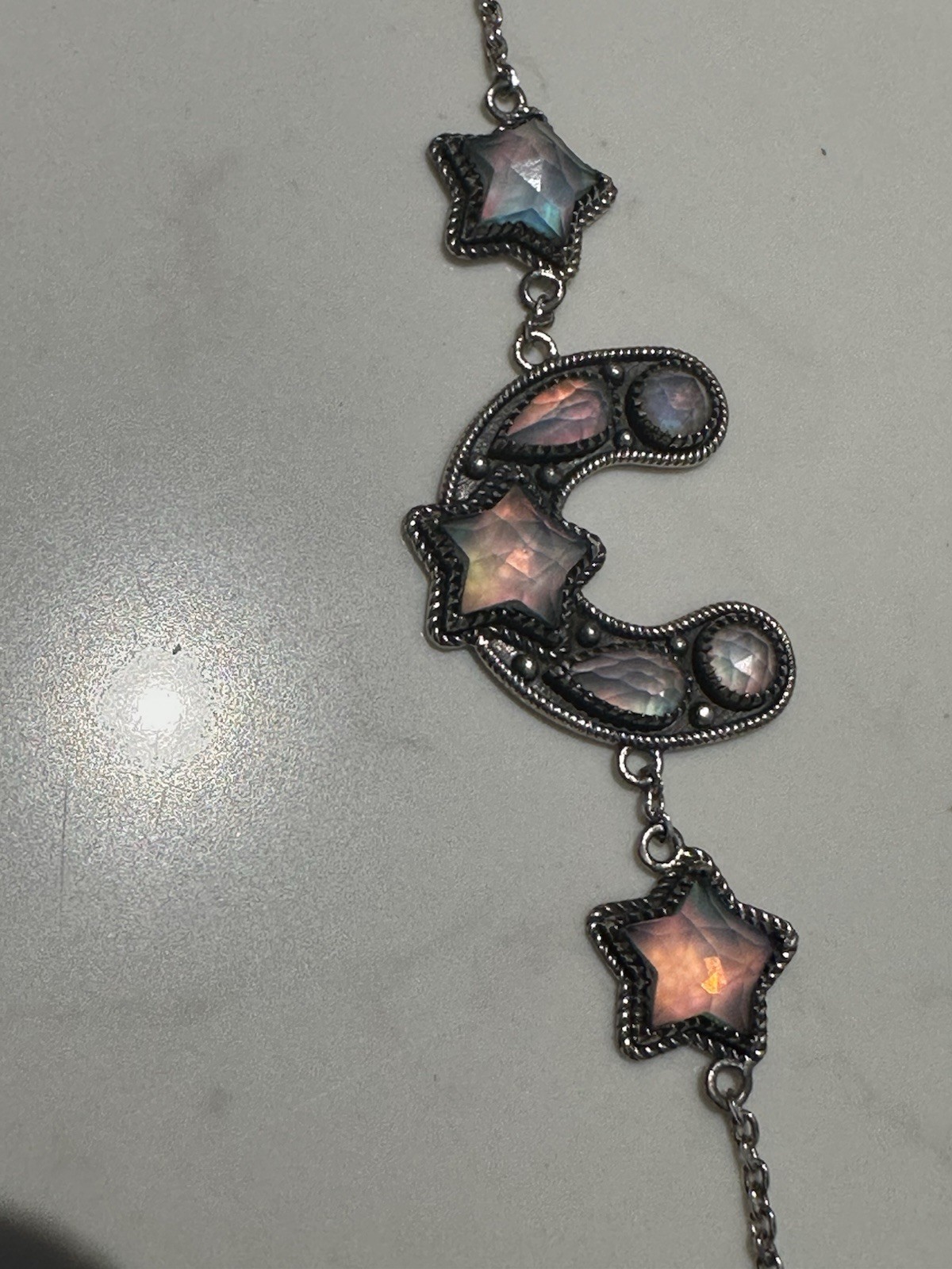Krush Kandy Boutique Sterling Bracelet Horseshoe With Rainbow Moonstone New