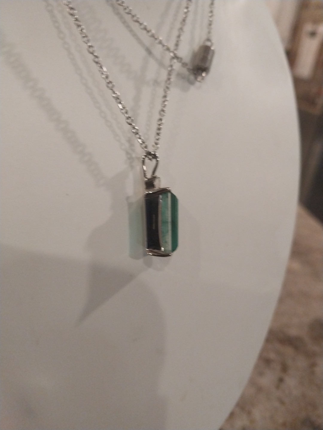 Emeraldine Quartz, White Topaz Pendant Necklace (20″)/ Stainless Steel 4.90= TCW